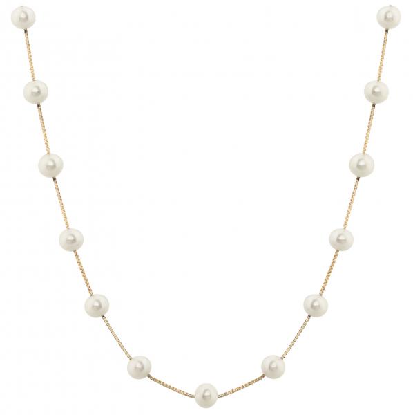 Cultured Freshwater Pearl Station Necklace K Yellow Gold Mm Pi