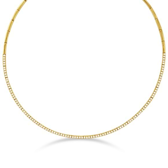 Diamond Choker Tennis Necklace In K Yellow Gold Ct In