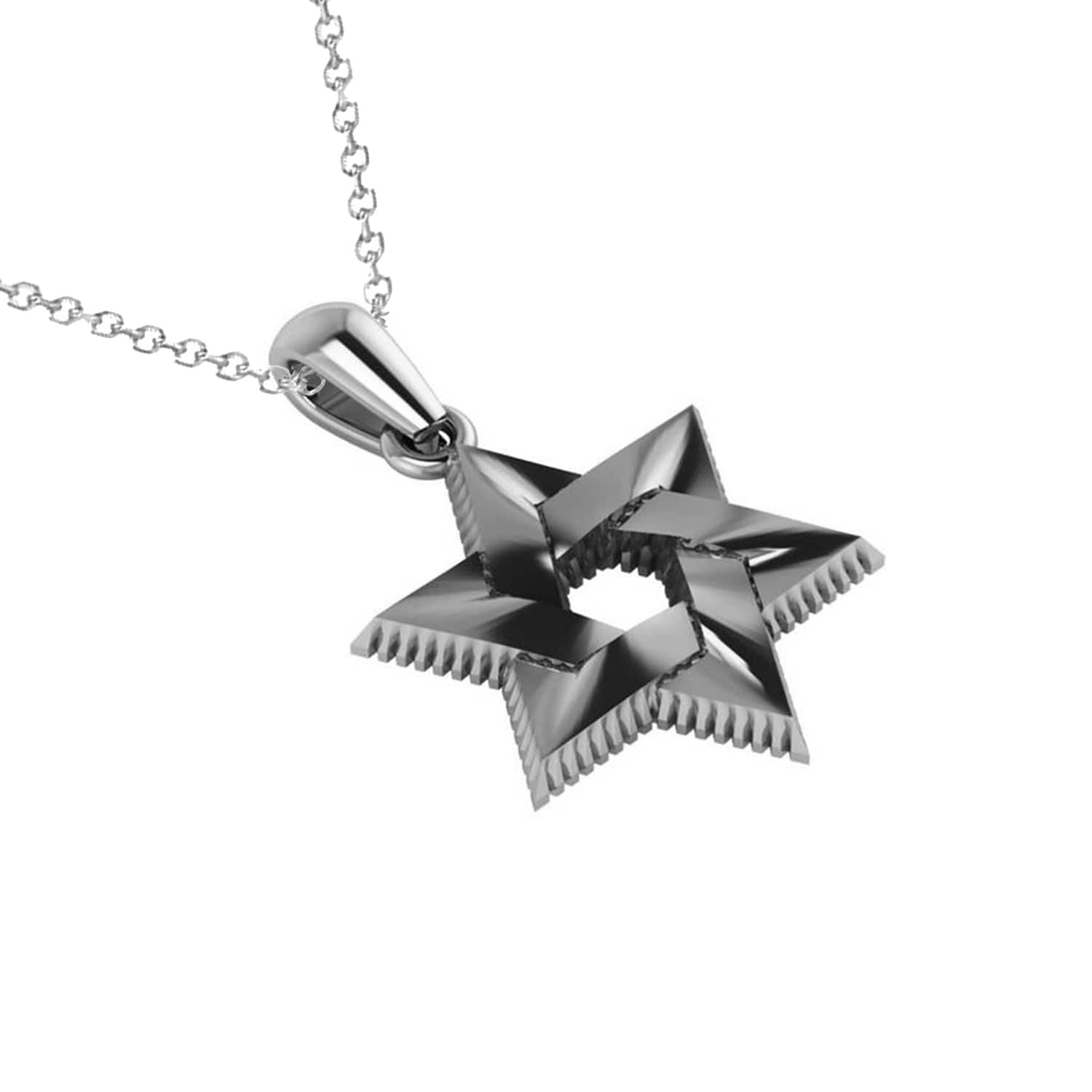 Star Of David Pendant Necklace K White Gold Az