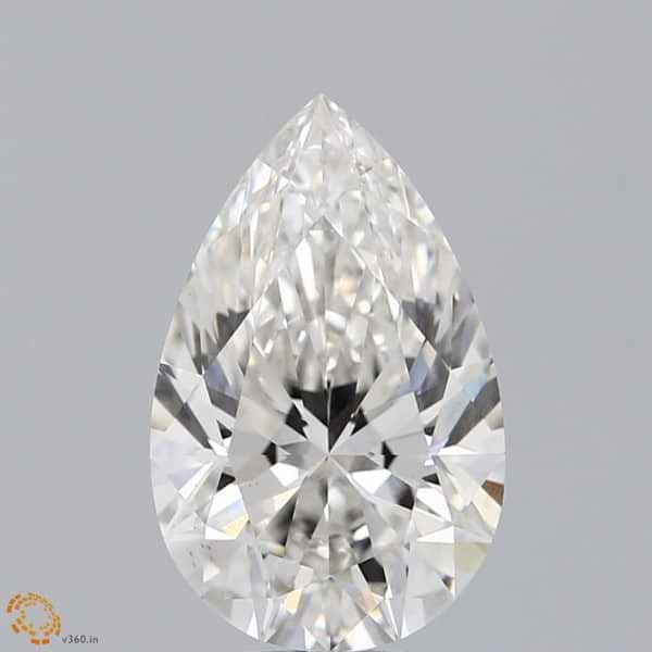 A pear-shaped D-color diamond of 5.06 carats and a pear-shaped