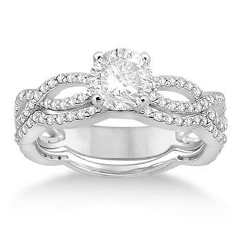 Infinity Diamond Engagement Ring with Band 14k White Gold (0.65ct)
