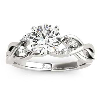 Diamond Marquise Vine Leaf Engagement Ring Setting 14k White Gold (0.20ct)