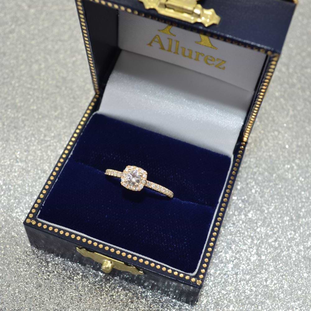 Square Halo Diamond Engagement Ring Setting in 14k Yellow Gold 0.20ct