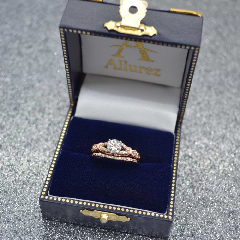 Diamond Antique Style Bridal Set Setting 14k Rose Gold (0.18ct)