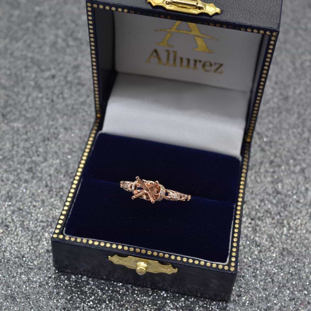 Diamond Antique Style Engagement Ring Setting 14k Rose Gold (0.12ct)