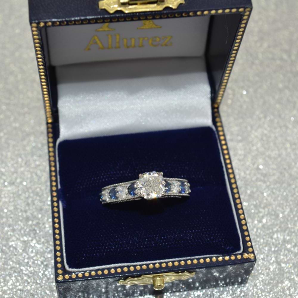 Vintage Diamond & Sapphire Engagement Ring Setting Palladium (1.41ct)