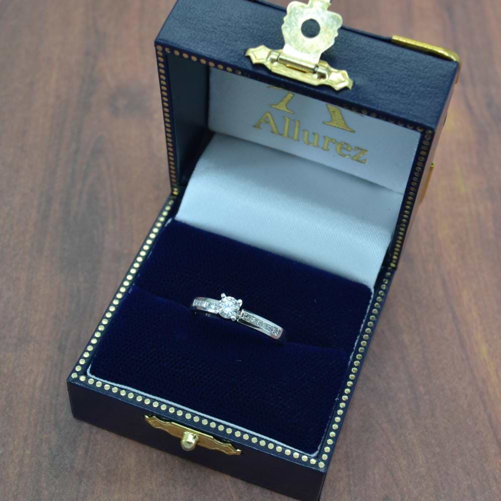 Channel Set Princess Cut Diamond Engagement Ring 14k White Gold (0.15ct)
