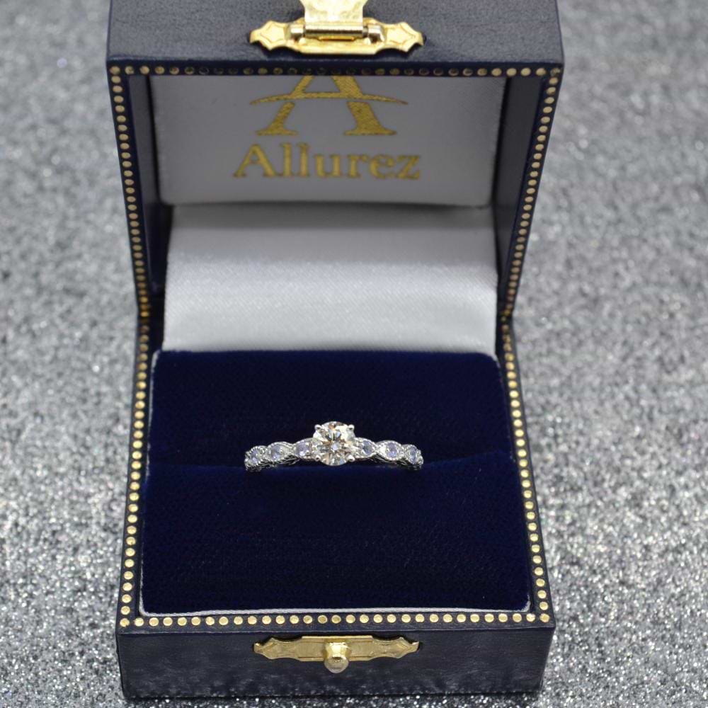 Vintage Marquise Tanzanite Engagement Ring 14k White Gold (0.18ct)