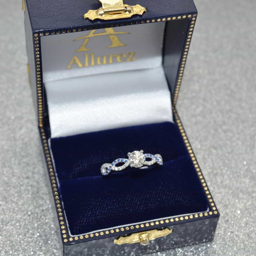 Infinity Diamond & Blue Sapphire Engagement Ring Platinum 0.21ct
