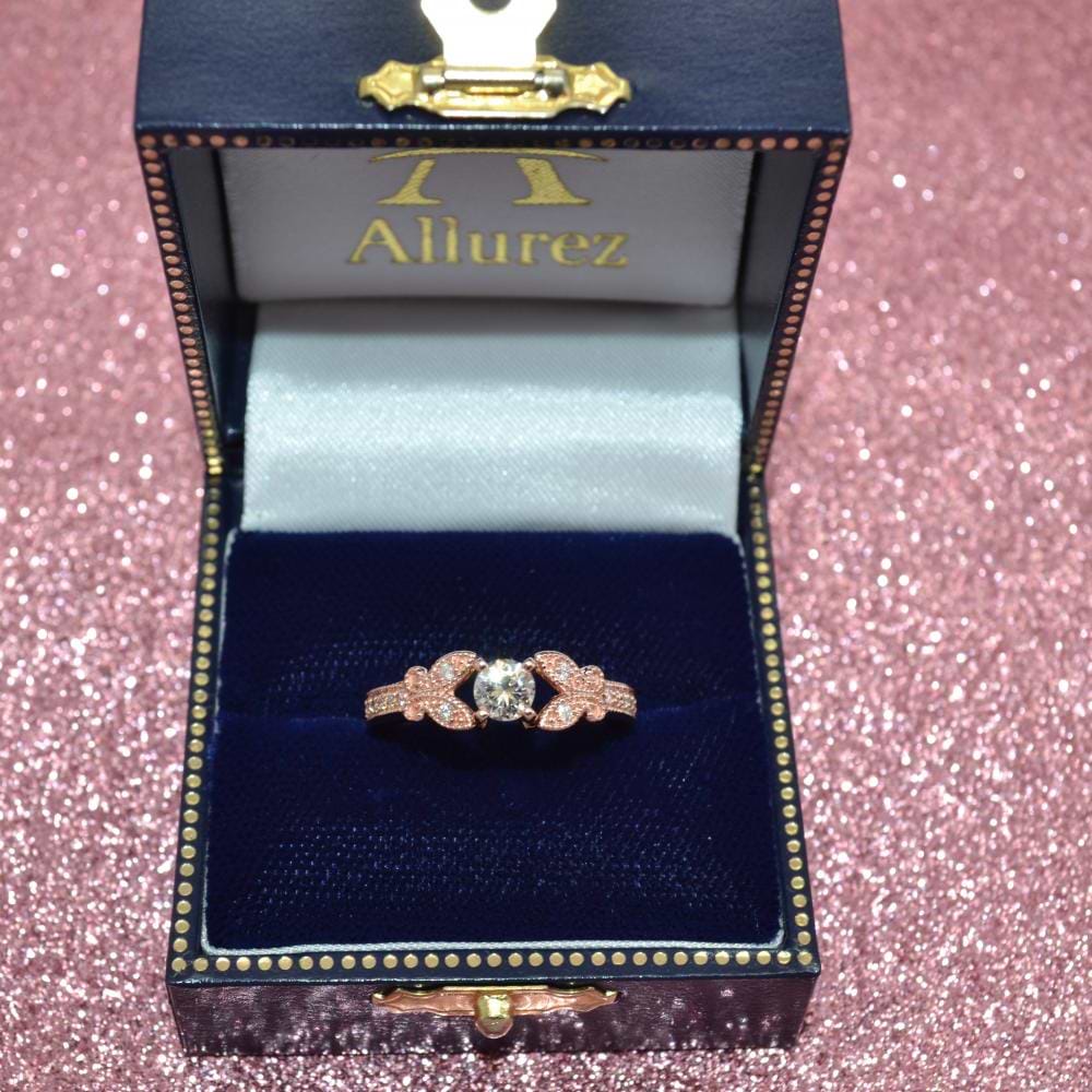 Butterfly Diamond Engagement Ring Setting 14k Rose Gold (0.20ct)