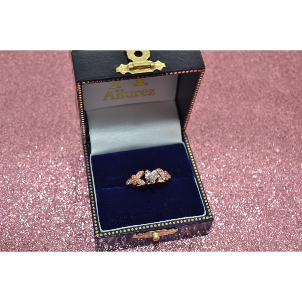 Butterfly Diamond & Pink Sapphire Engagement Ring 14k Rose Gold (0.20ct)