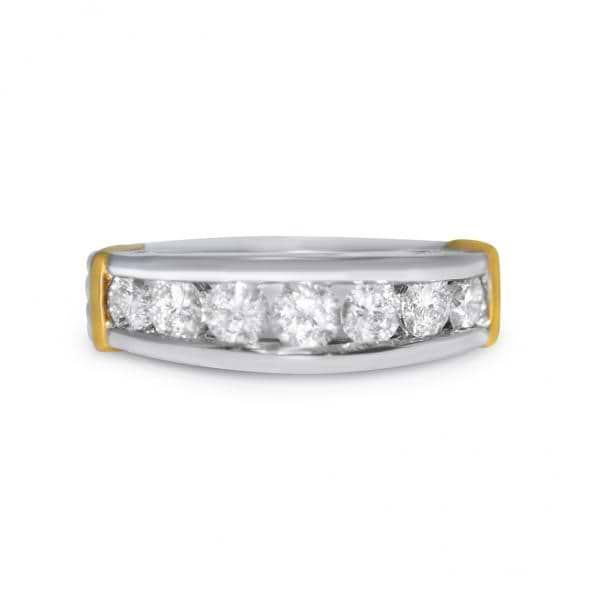 Designer Carved 7 Stone Diamond Ring Band Platinum & 18k Gold (1.08ct)