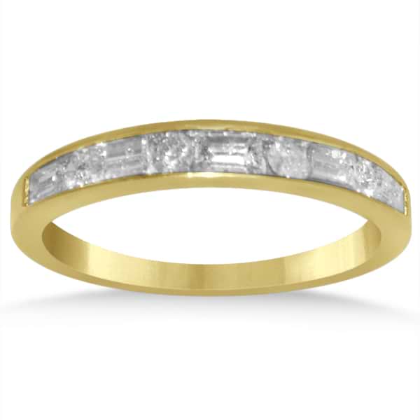 Diamond Round & Baguette Wedding Band in 14k Yellow Gold (0.50ct)
