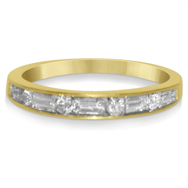Diamond Round & Baguette Wedding Band in 14k Yellow Gold (0.50ct)