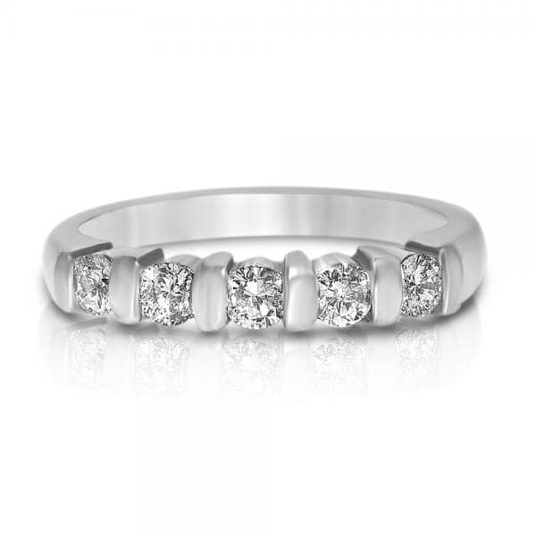 Bar-Set Five-Stone Diamond Wedding Ring Platinum (0.50ct)