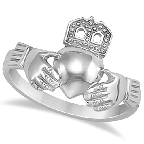 Traditional Claddagh Ring Irish Celtic Style for Women 14K White Gold