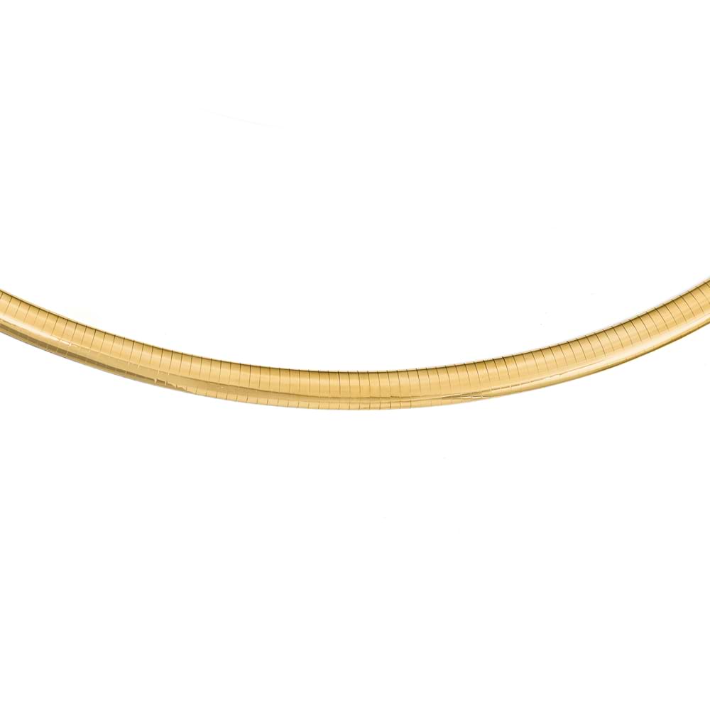 Ladies 8mm Thick Omega Domed Necklace 14k Yellow Gold