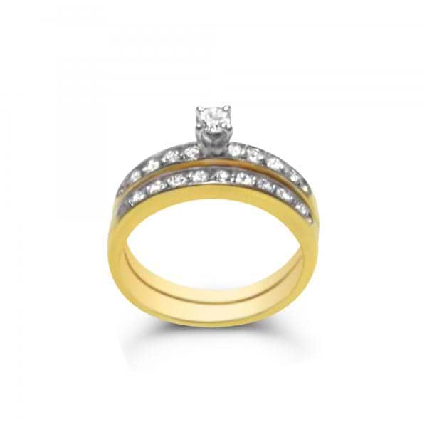 Diamond Sidestone Accented Bridal Set in 14k Yellow Gold (0.57ct)