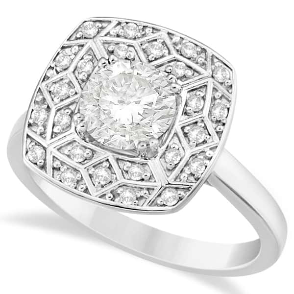 Diamond Accented Engagement Ring in 14k White Gold (1.17ct)