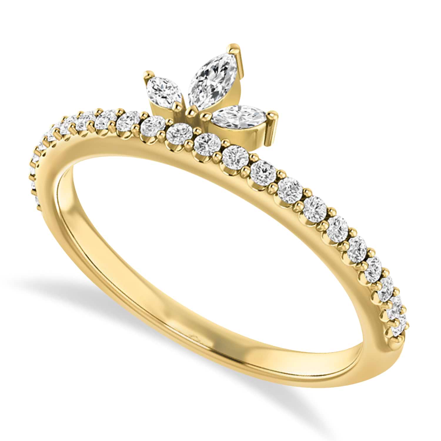Diamond Stackable Crown Ring/Wedding Band 14k Yellow Gold (0.38ct)