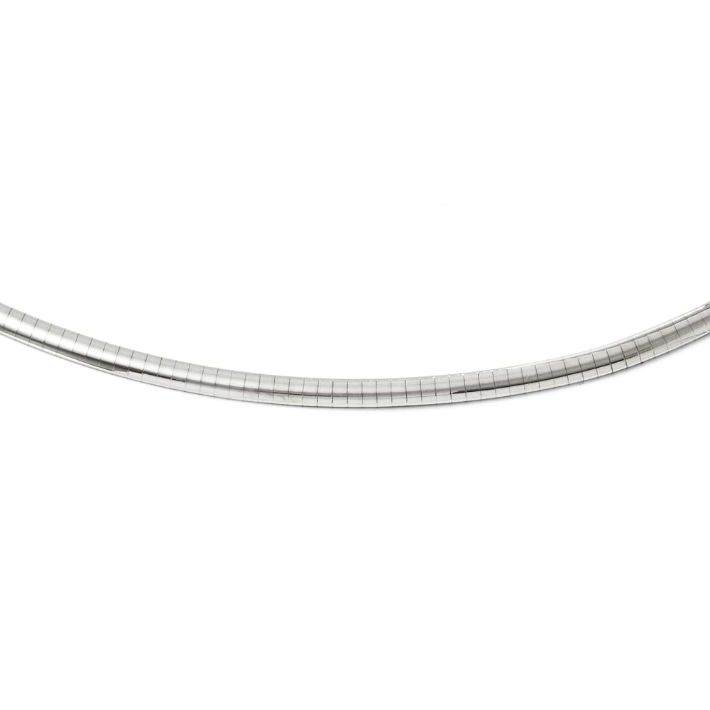 Ladies 4mm Lightweight Omega Domed Necklace 14k White Gold