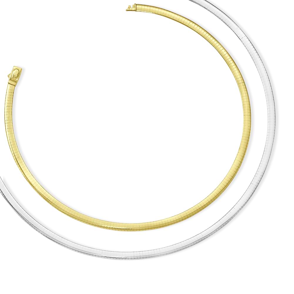 Ladies 5mm Reversible Omega Necklace in 14k Two-Tone Gold