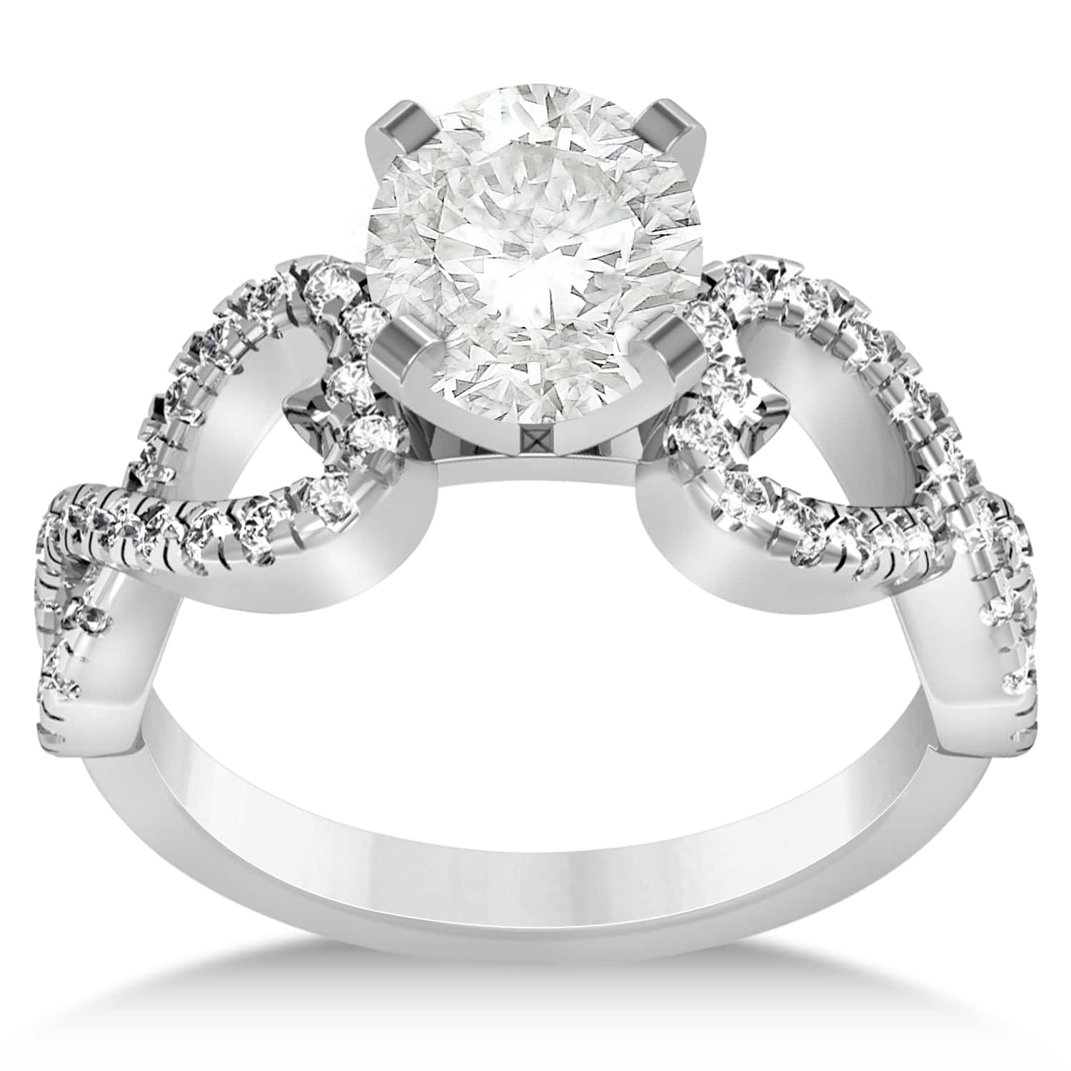 Diamond Heart Shaped Engagement Ring Setting 18k White Gold (0.46ct)