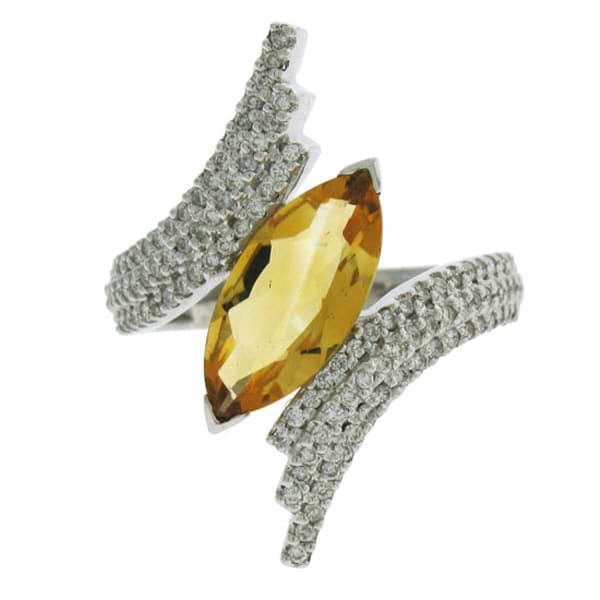 3.00ct 14k White Gold Diamond & Citrine Ring
