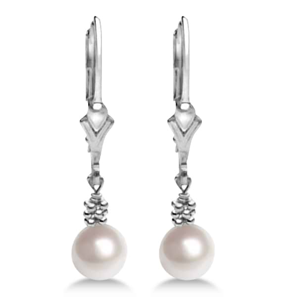 Freshwater Cultured Pearl Drop Earrings Sterling Silver 5.50-6.00mm
