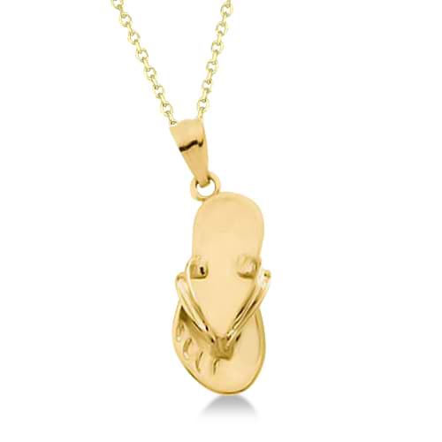 Sandal Shaped Flip Flop Pendant Necklace in 14K Yellow Gold