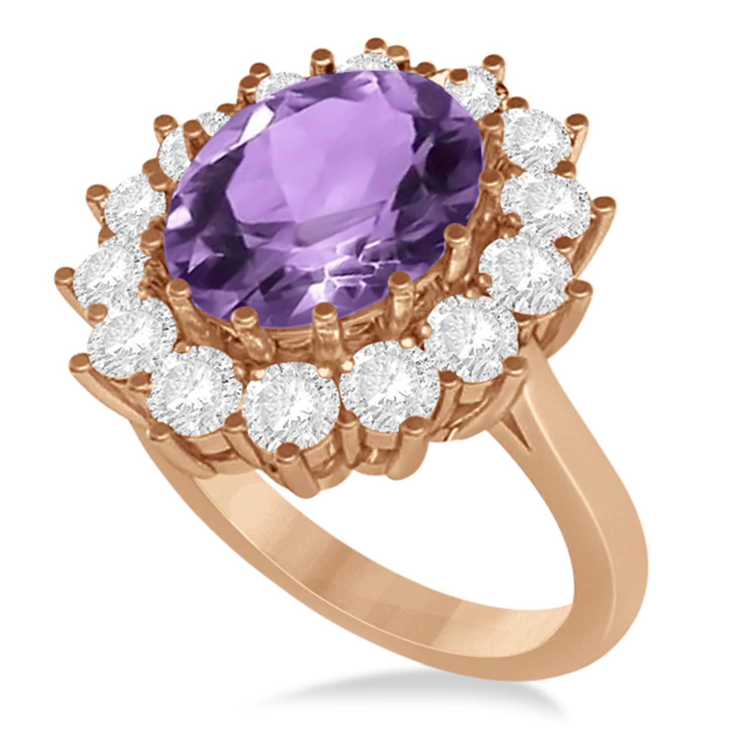 Oval Amethyst & Diamond Accented Ring in 14k Rose Gold (5.40ctw)