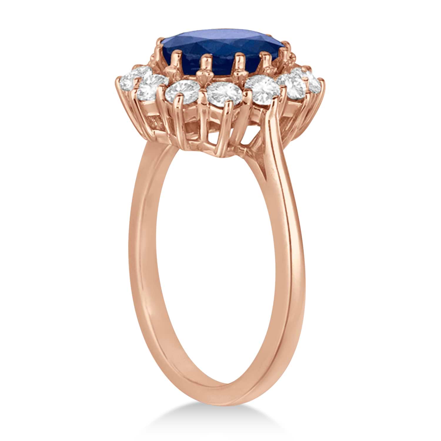 Oval Blue Sapphire & Diamond Accented Ring 18k Rose Gold (5.40ctw)