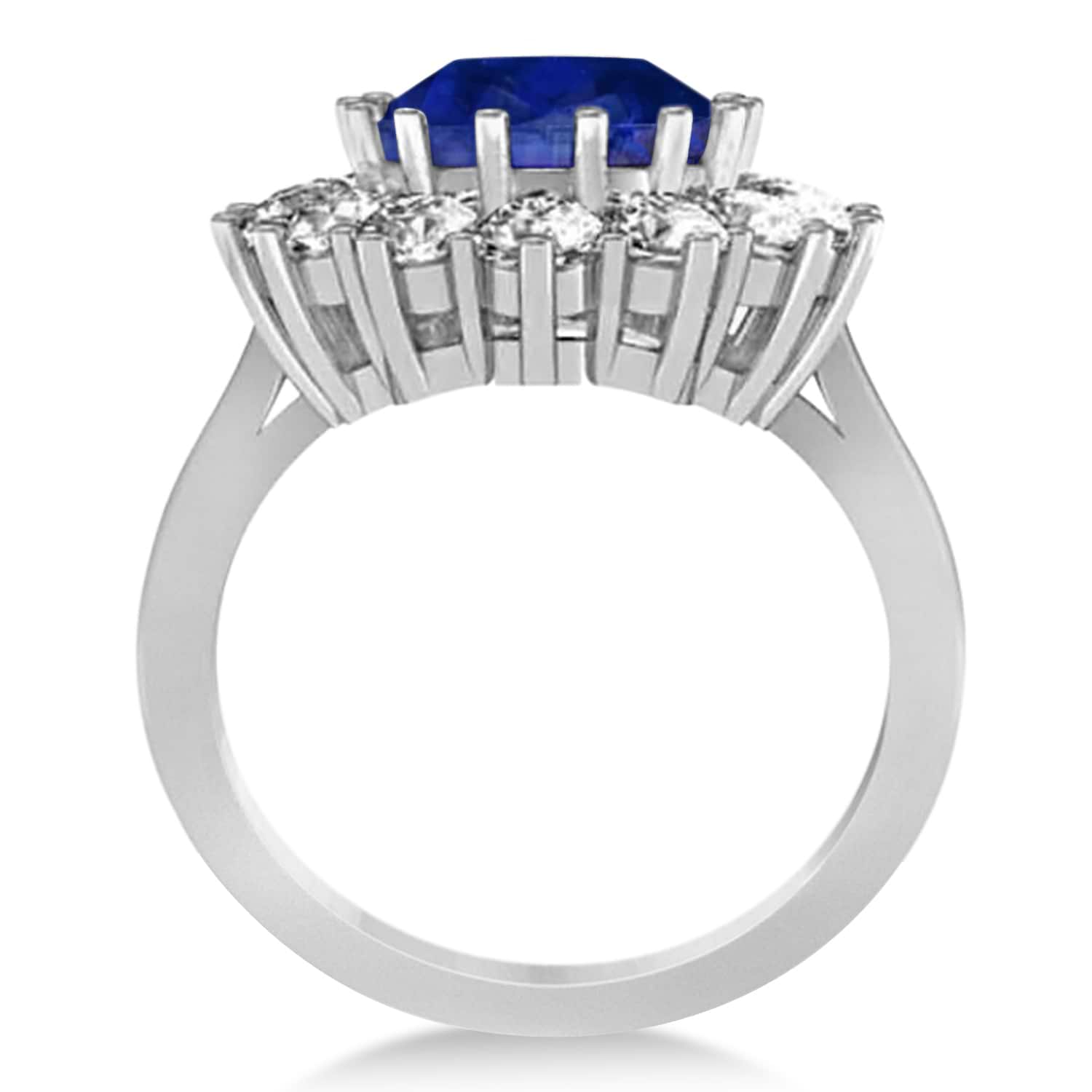 Oval Blue Sapphire & Diamond Accented Ring 18k White Gold (5.40ctw)