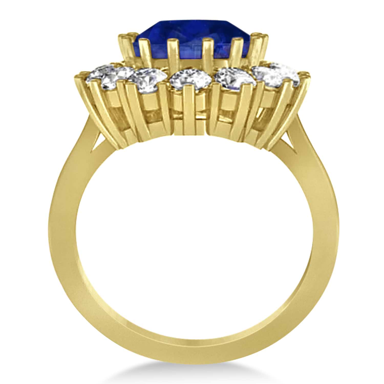 Oval Blue Sapphire & Diamond Accented Ring 18k Yellow Gold (5.40ctw)