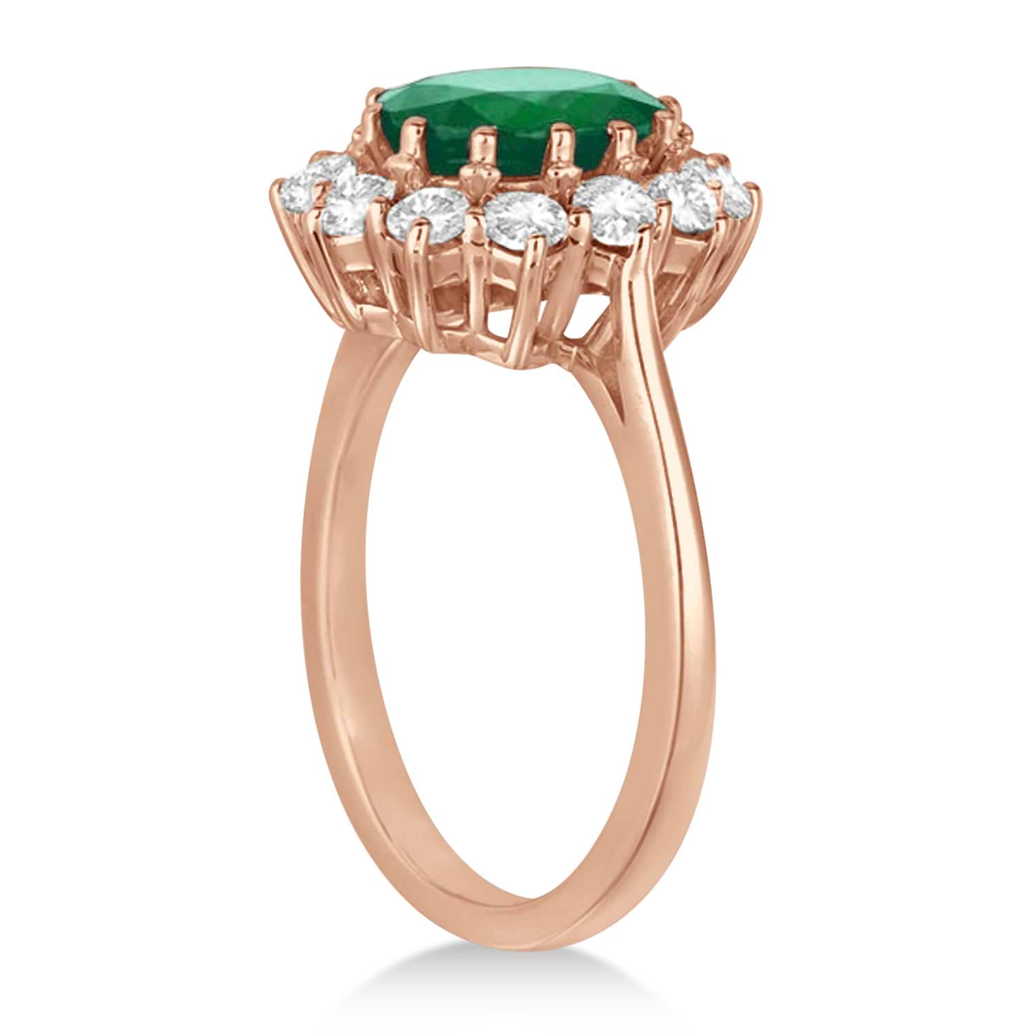 Oval Emerald and Diamond Ring 18k Rose Gold (5.40ctw)