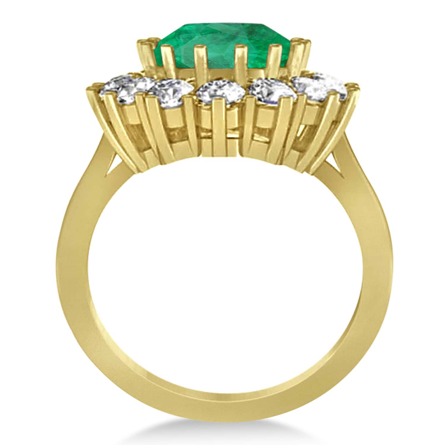 Oval Lab Emerald and Diamond Ring 14k Yellow Gold (5.40ctw)