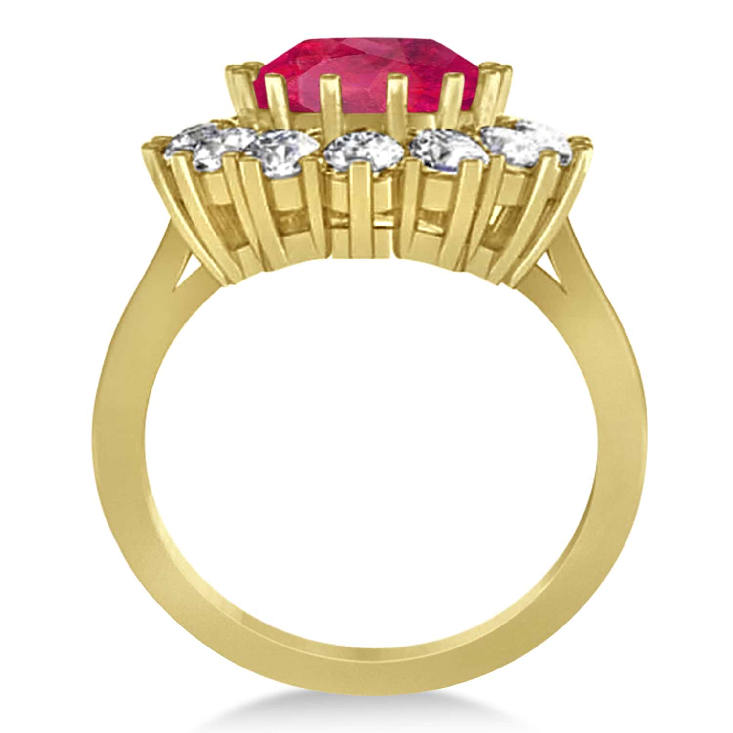 Oval Lab Ruby and Diamond Ring 14k Yellow Gold (5.40ctw)