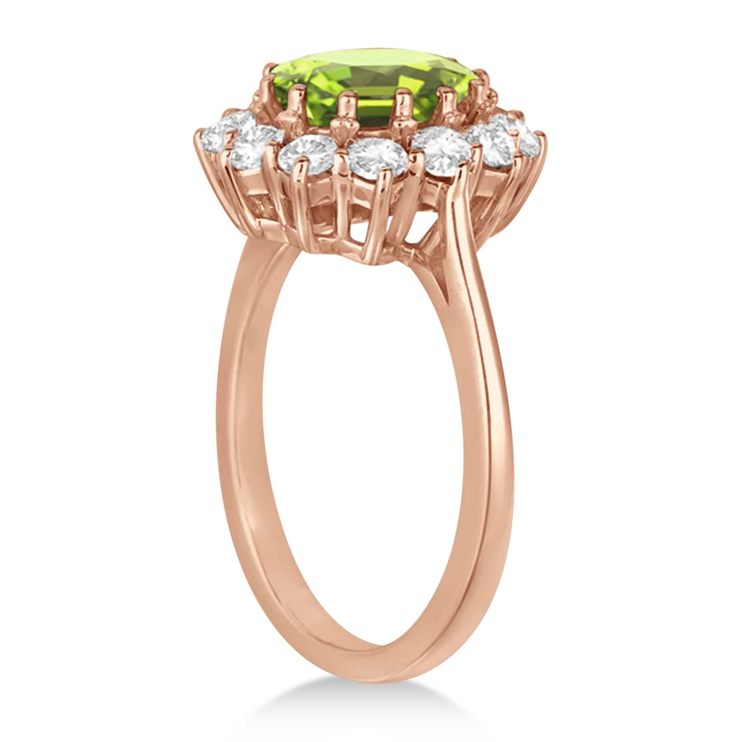 Oval Peridot & Diamond Accented Ring in 18k Rose Gold (5.40ctw)