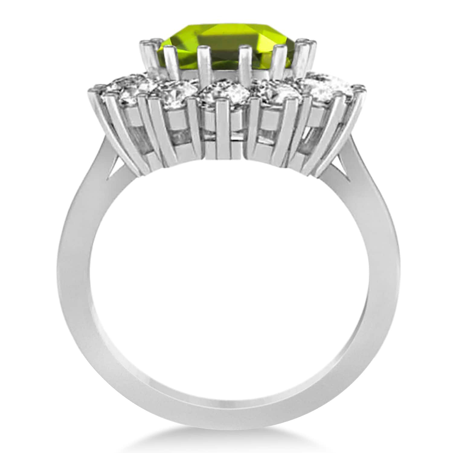 Oval Peridot & Diamond Accented Ring in 18k White Gold (5.40ctw)