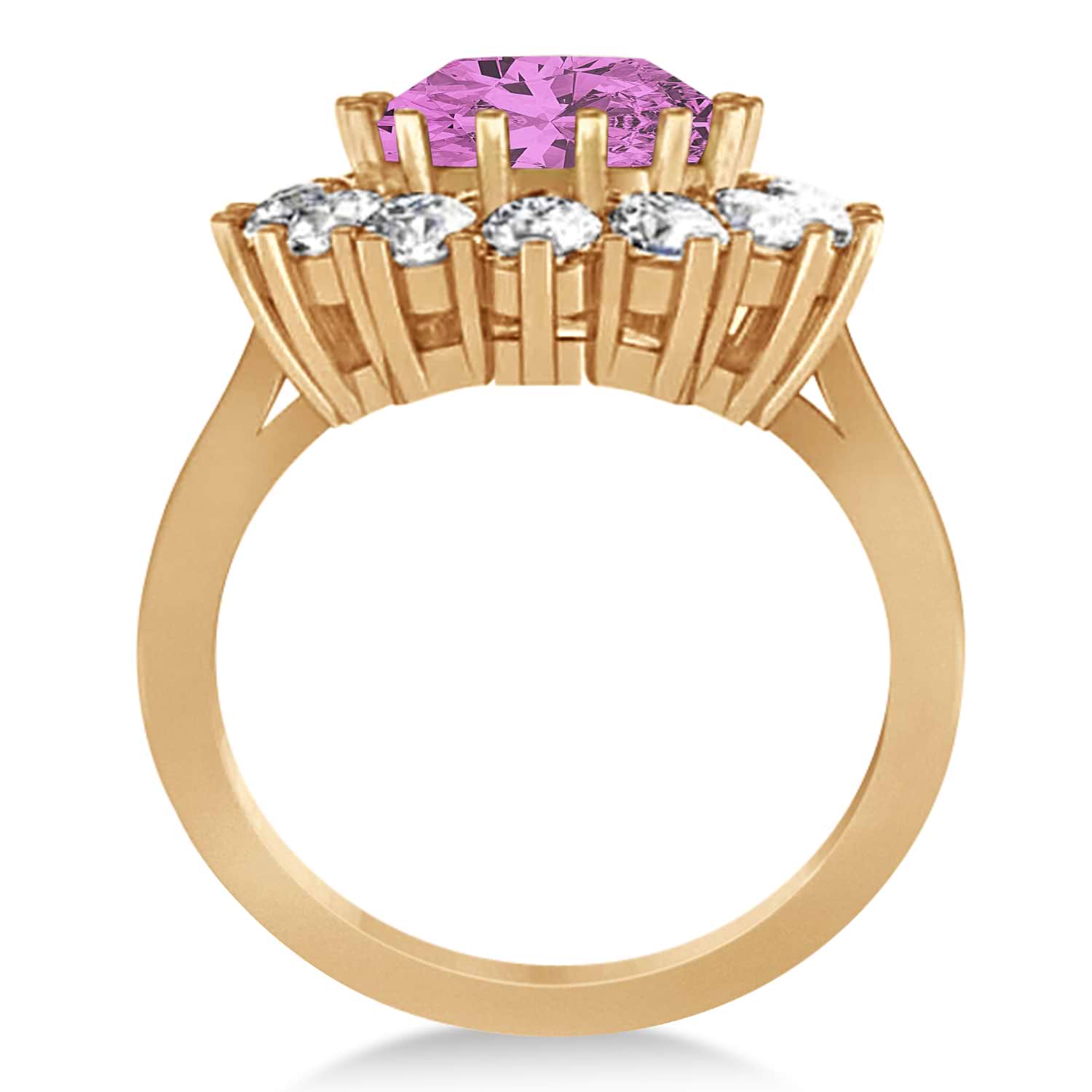Oval Pink Sapphire & Diamond Accented Ring 14k Rose Gold (5.40ctw)