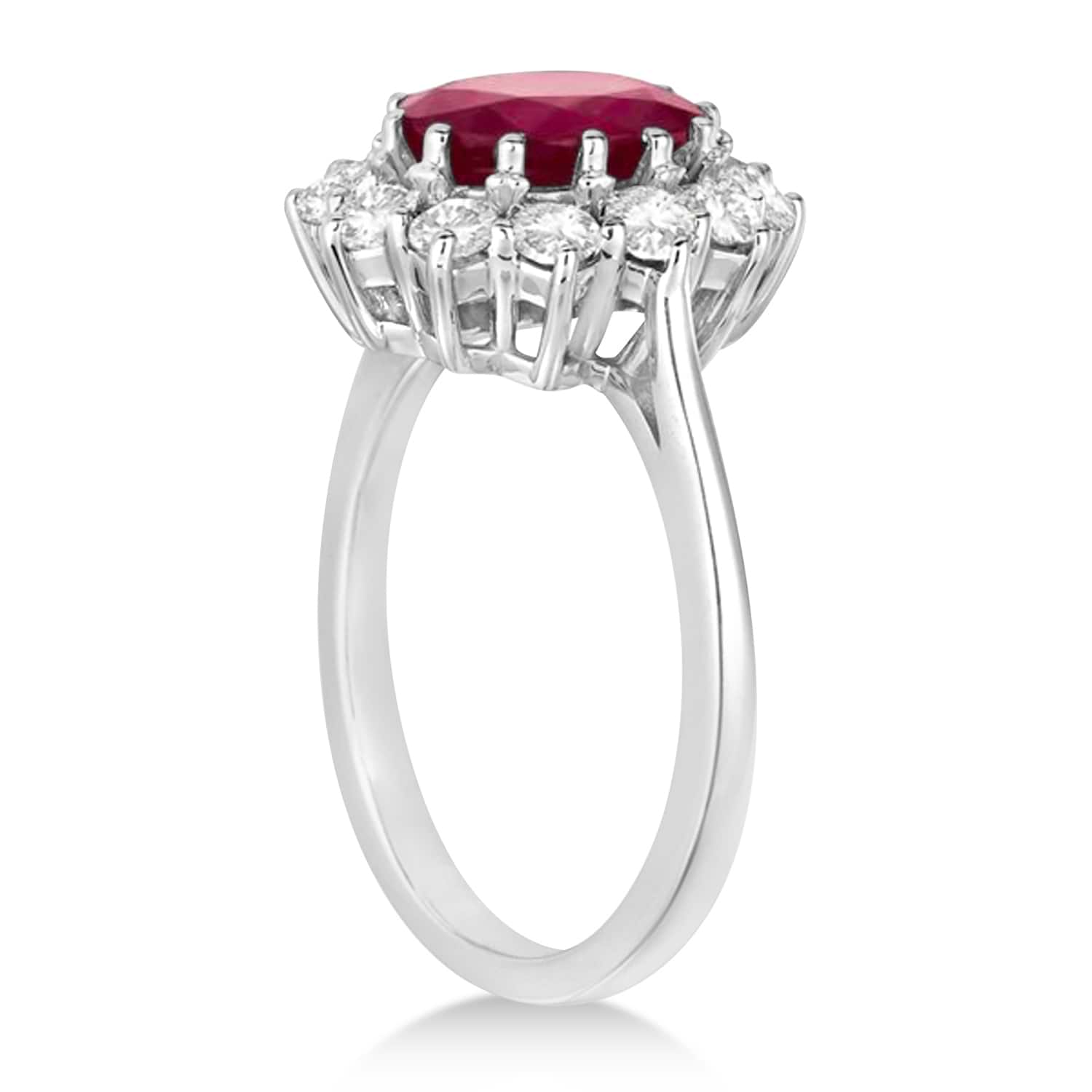 Oval Ruby and Diamond Ring 18k White Gold (5.40ctw)