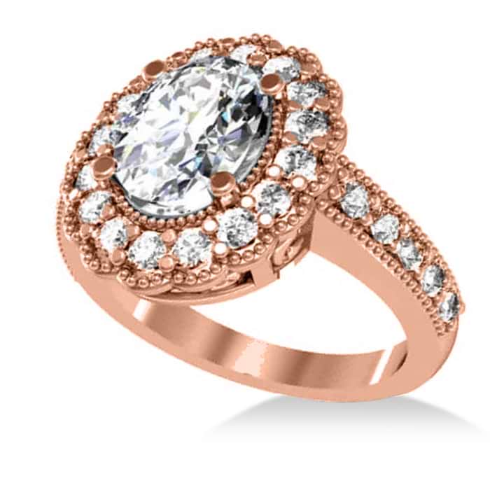 Diamond Oval Halo Engagement Ring 14k Rose Gold (2.78ct)