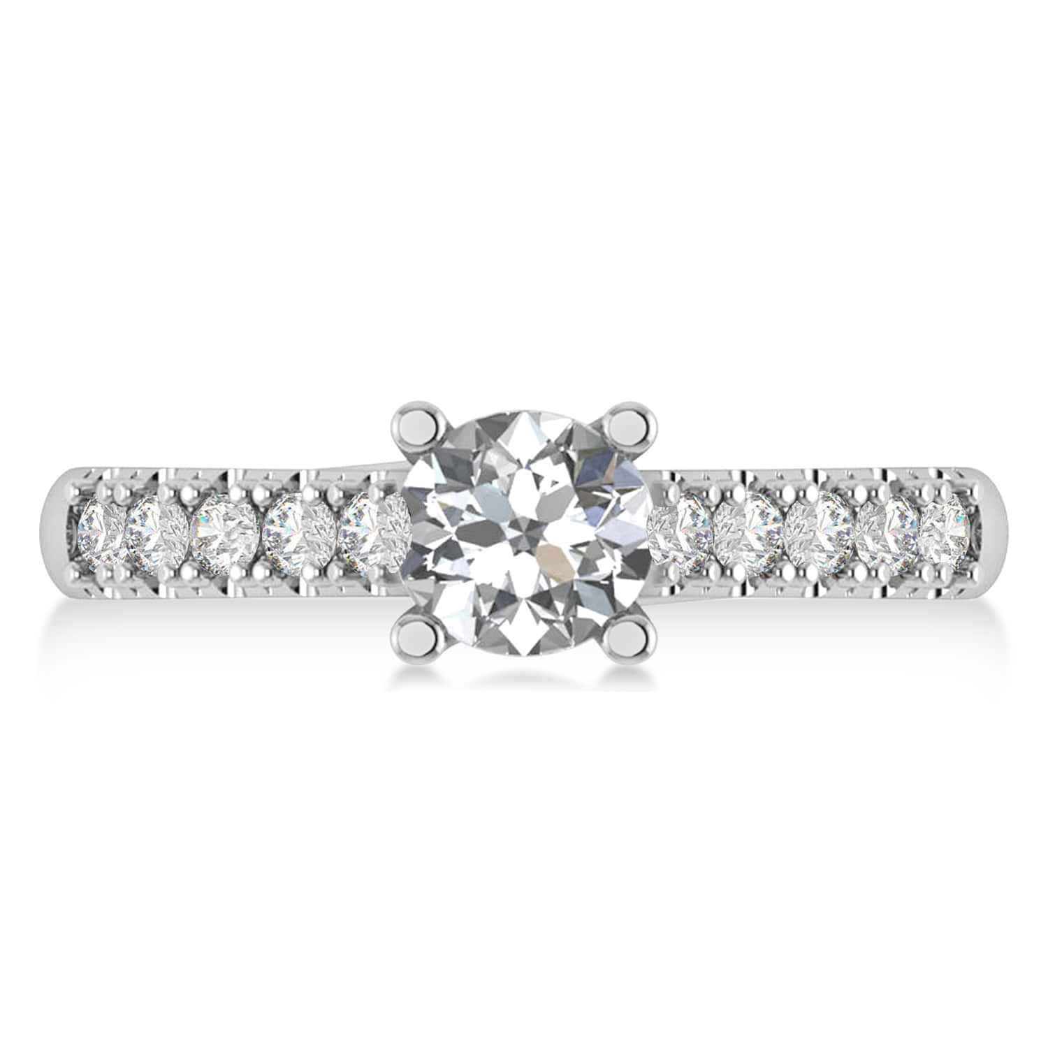 Diamond Accented Pre-Set Engagement Ring 14k White Gold (1.05ct)