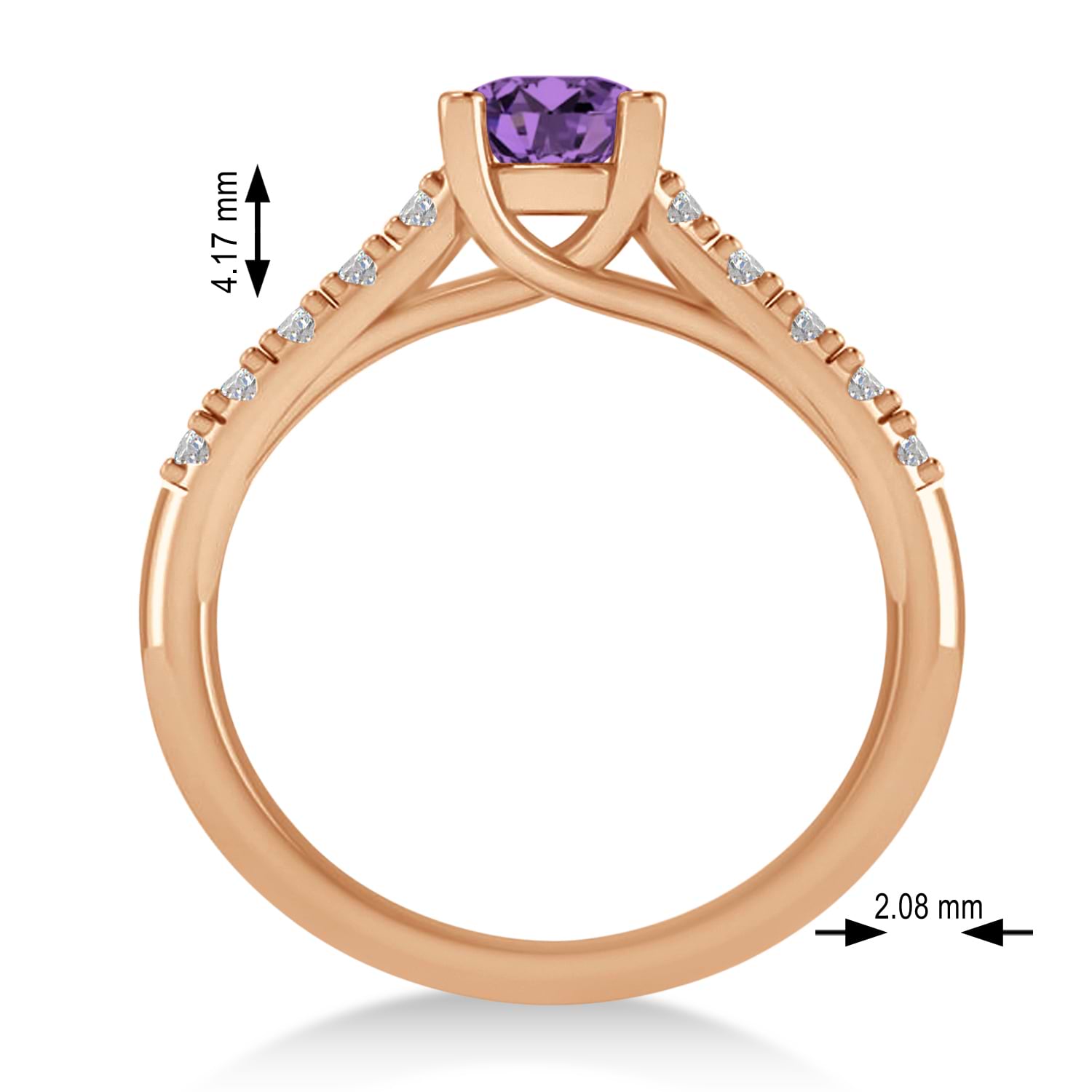 Amethyst & Diamond Accented Pre-Set Engagement Ring 14k Rose Gold (1.05ct)