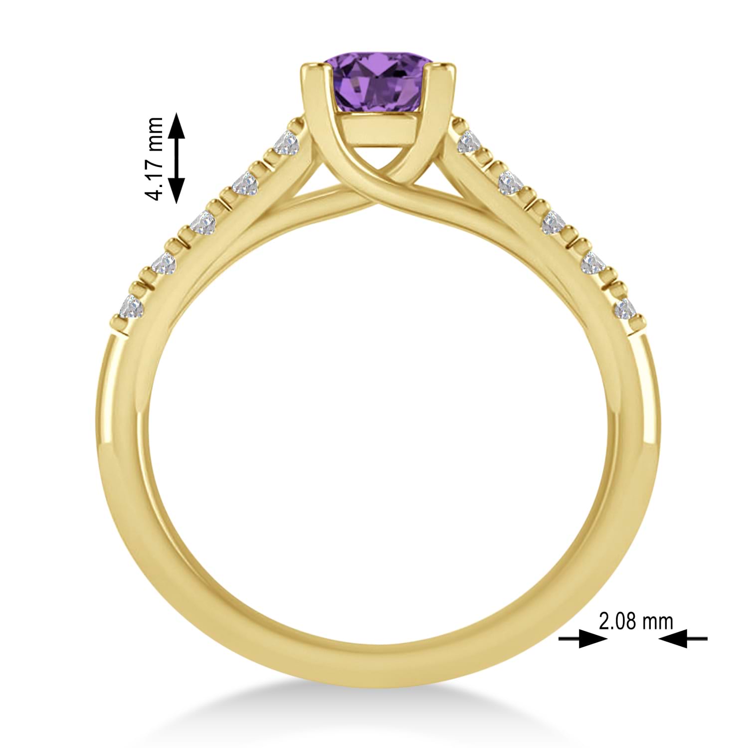 Amethyst & Diamond Accented Pre-Set Engagement Ring 14k Yellow Gold (1.05ct)