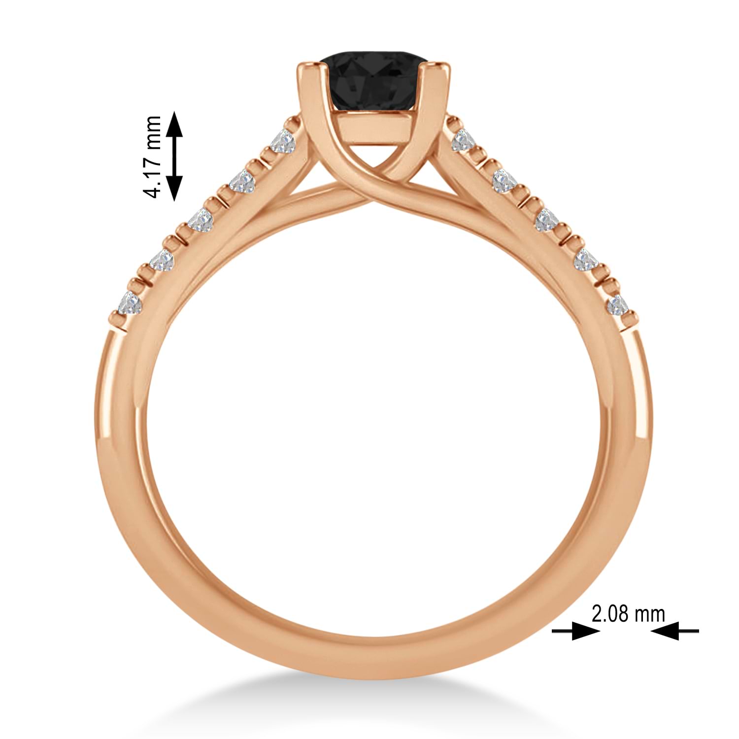 Black & White Diamond Accented Pre-Set Engagement Ring 14k Rose Gold (1.05ct)