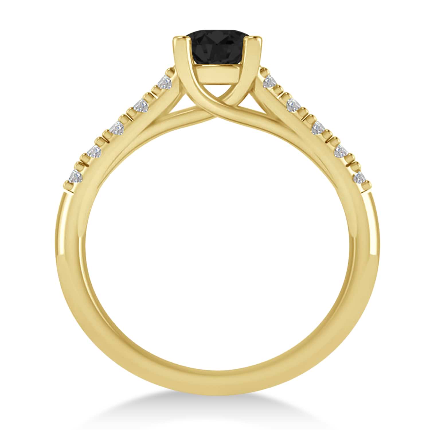 Black & White Diamond Accented Pre-Set Engagement Ring 14k Yellow Gold (1.05ct)