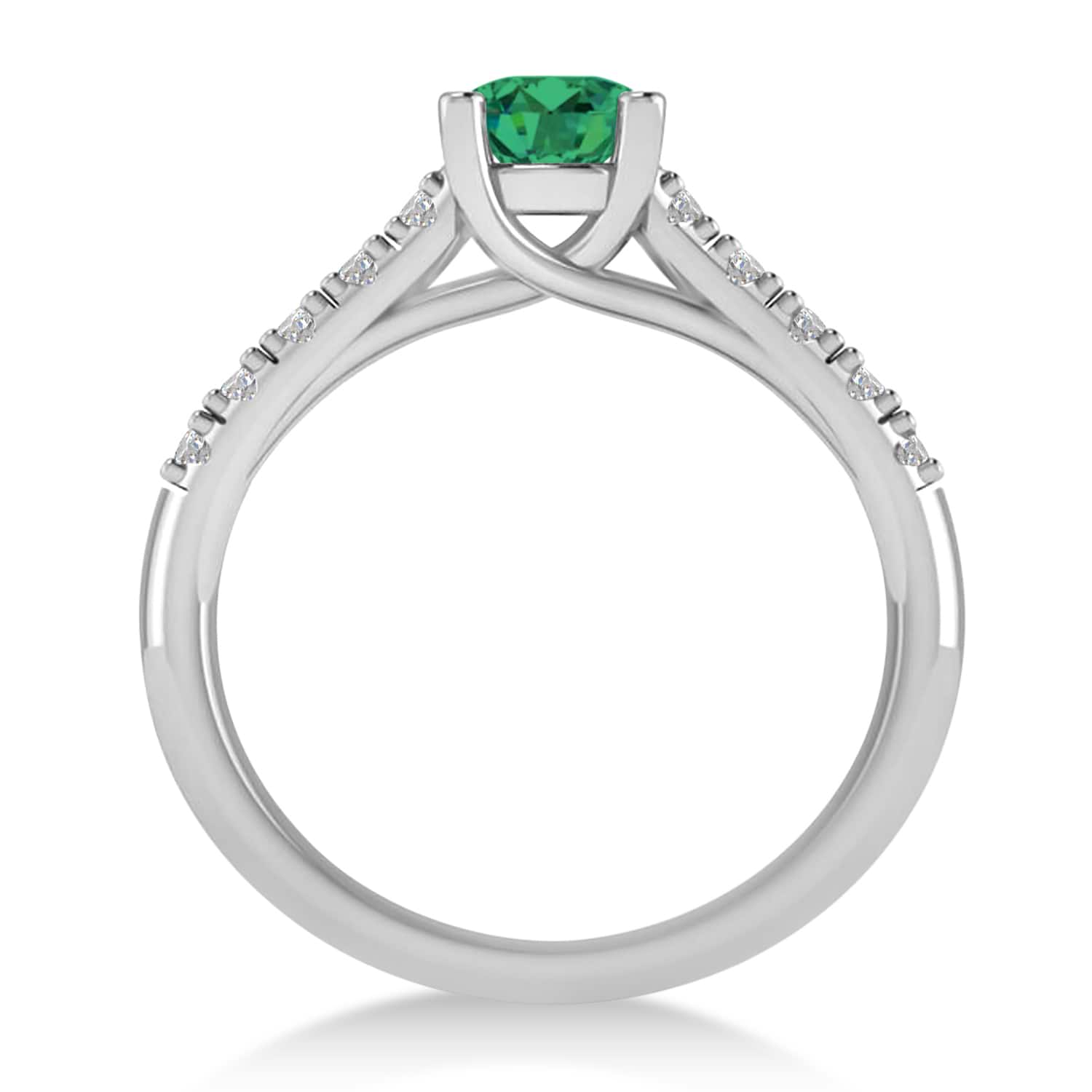 Emerald & Diamond Accented Pre-Set Engagement Ring 14k White Gold (1.05ct)