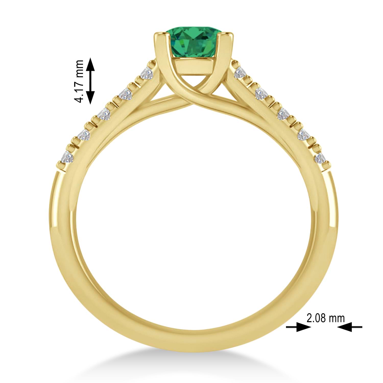 Emerald & Diamond Accented Pre-Set Engagement Ring 14k Yellow Gold (1.05ct)