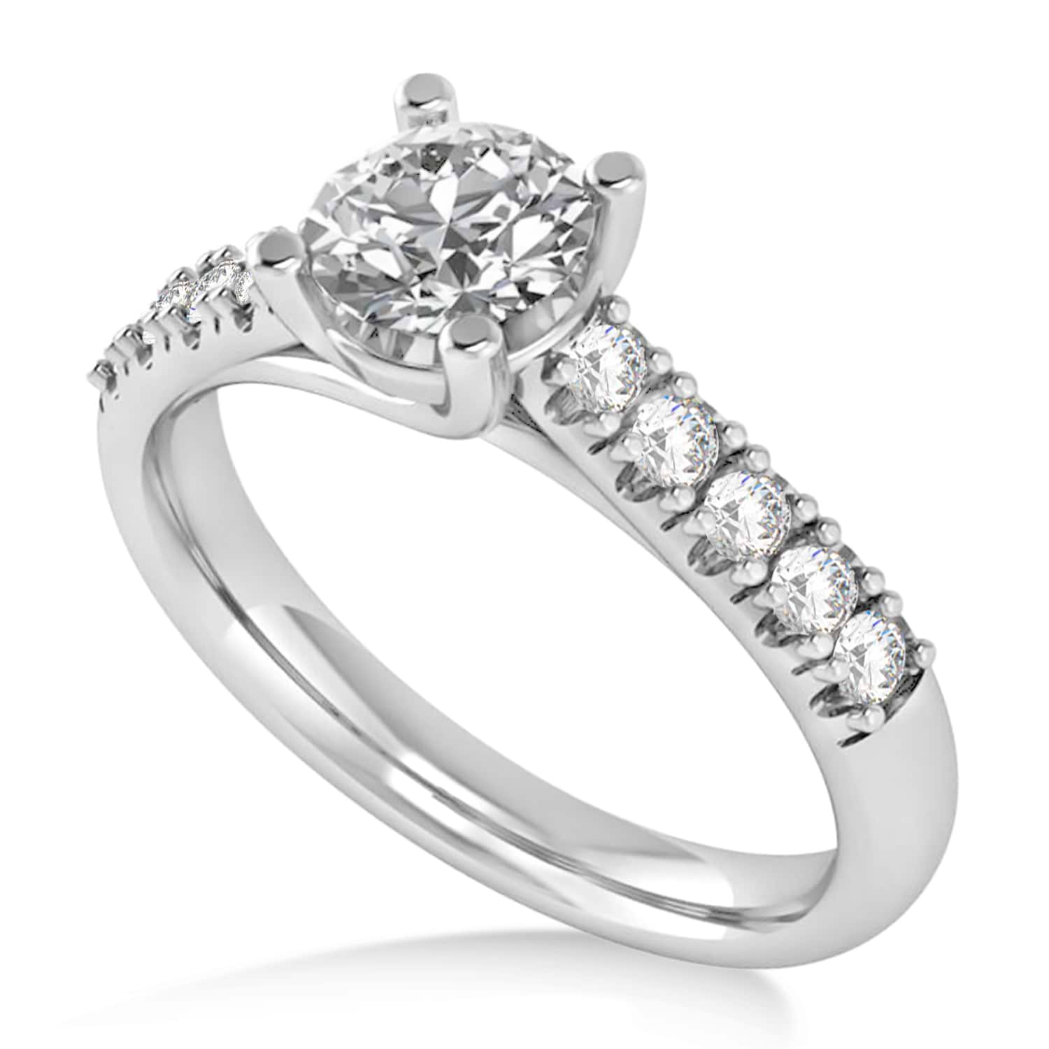 Lab Grown Diamond Accented Pre-Set Engagement Ring 14k White Gold (1.05ct)